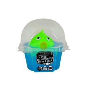 Percy the pufferfish toy in a soap