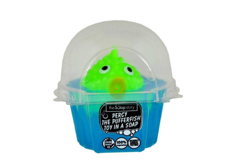 Percy the pufferfish toy in a soap - Boujeebox